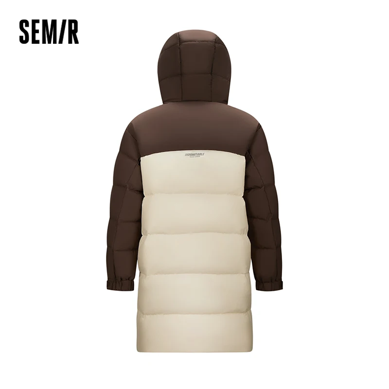 Semir Men's Mid-Length Hooded Colorblock Down Jacket - Image 3