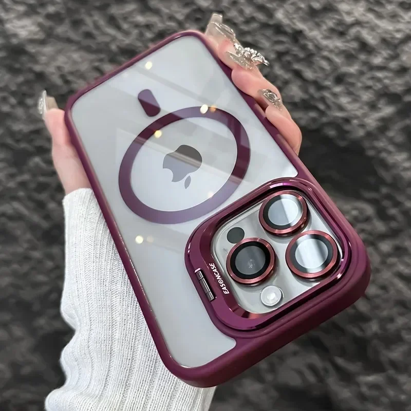 Magnetic Shockproof Transparent iPhone Case with MagSafe Stand - Image 8