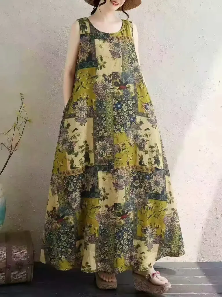 Women's Plus Size Bohemian Print Maxi Dress