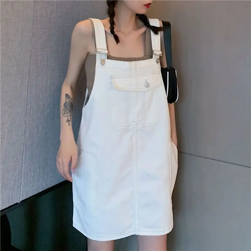 Slimming Short Denim Skirt with Straps Women's Summer Thin Model Frock for plus Size Ladies Slimming Effect College Style - Image 6