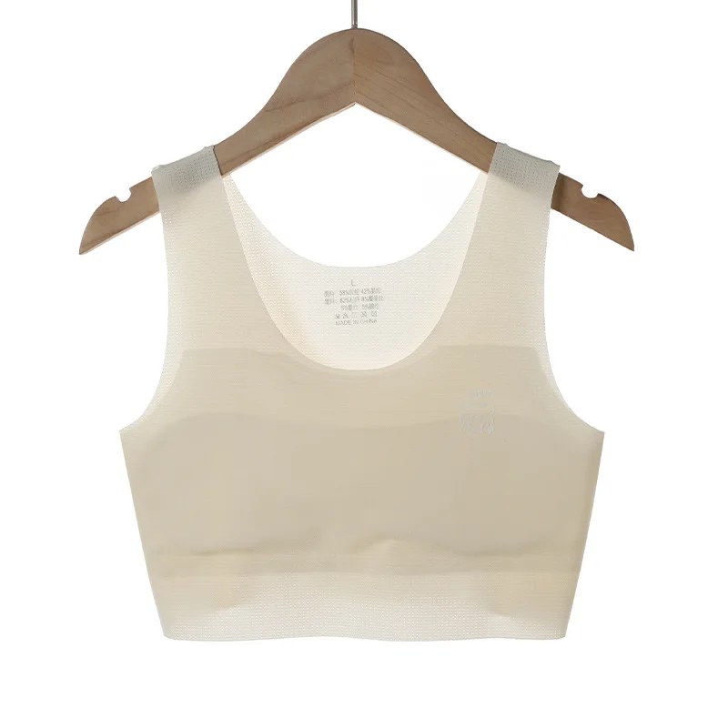 Girl's 2pc Solid Color Bra Set, Seamless Teen Developmental Vest - Image 2