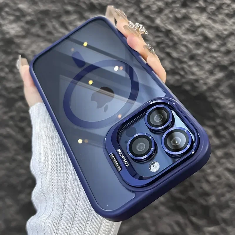 Magnetic Shockproof Transparent iPhone Case with MagSafe Stand - Image 14