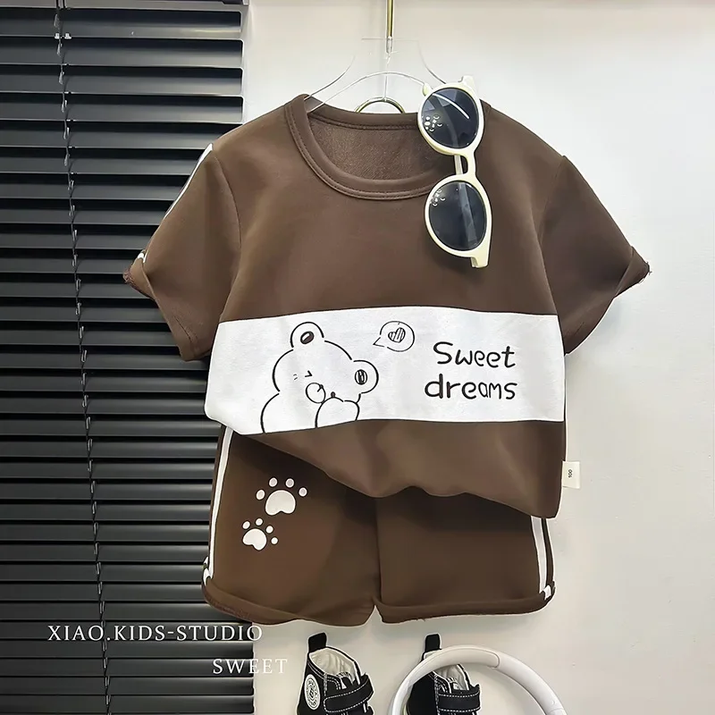Children's Top and Bottom Clothes Set Short-sleeved Suit Striped Girls Boys T-shirt Summer Children's Clothing Loungewear Outfit - Image 3