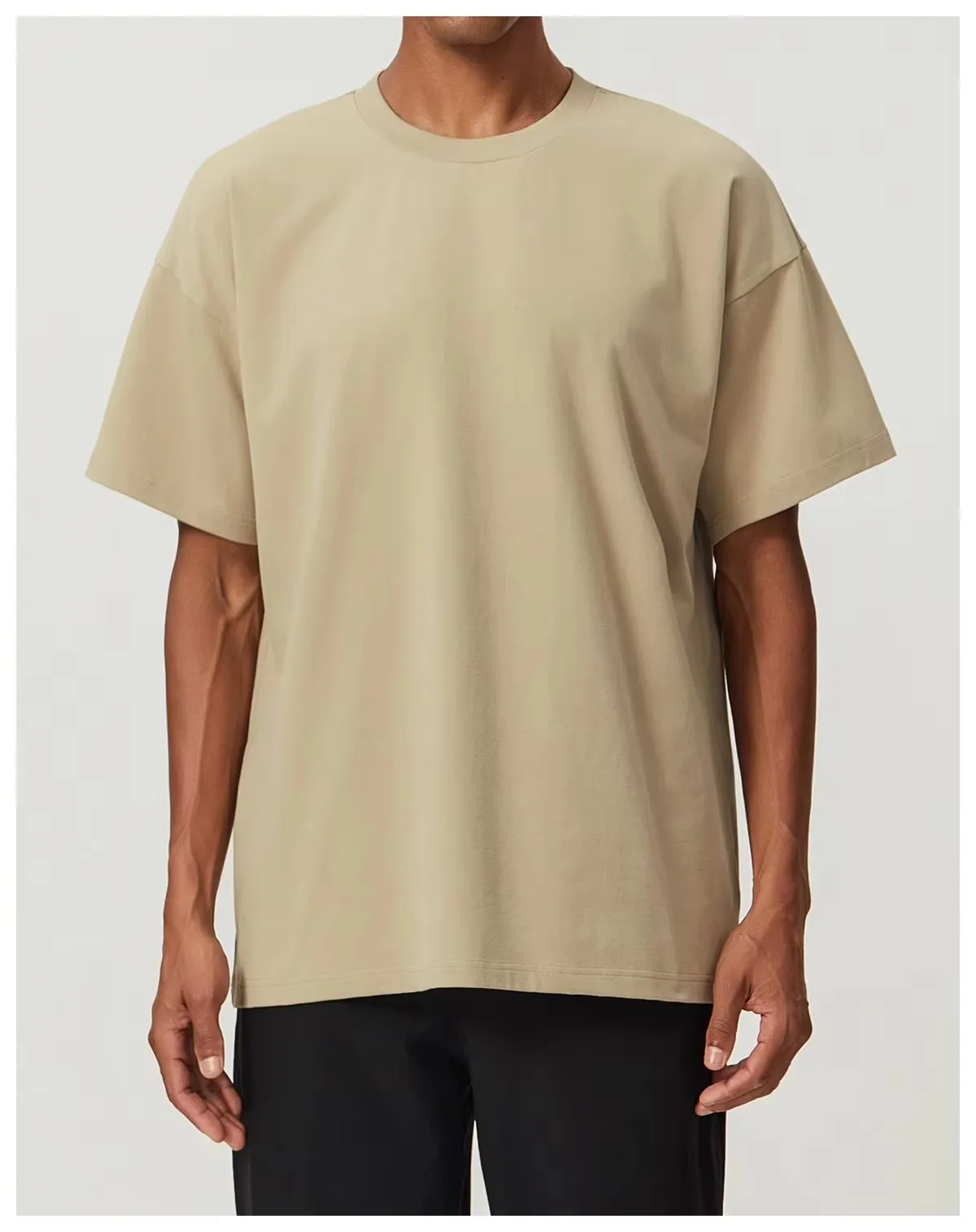 "Unisex Heavyweight Round Neck T Shirt 220GSM 100% Cotton Streetwear Basic Tees Oversize Fit Bulk Wholesale" Men's and women's - Image 3