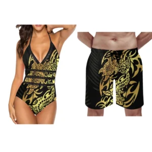 Summer Couples Swimwear Women's One-Piece Swimwear Retro Chic Swimwear Men's Beach Sports Shorts Custom Polynesia