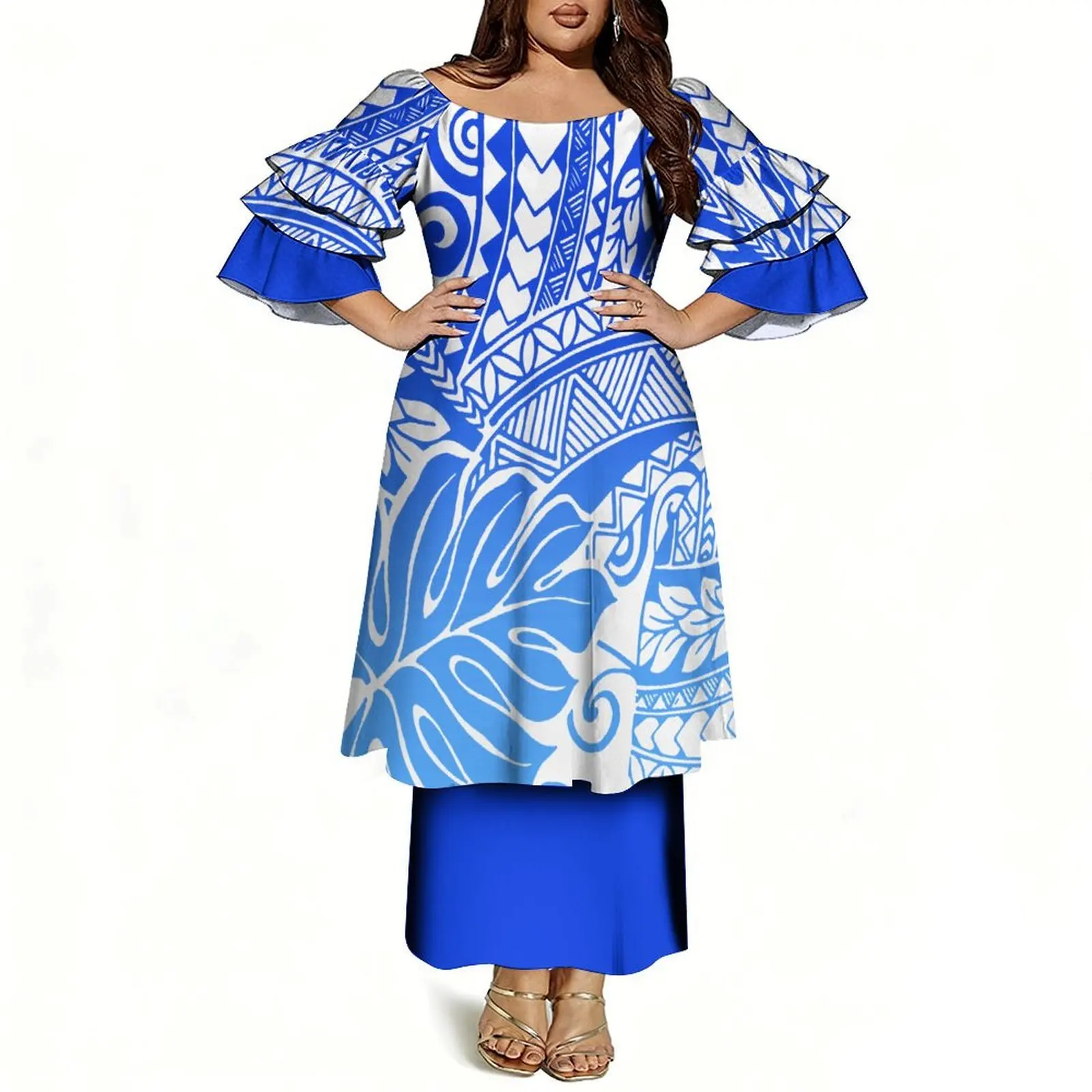 Women's Off-Shoulder Puletasi Two-Piece Dress - view 6