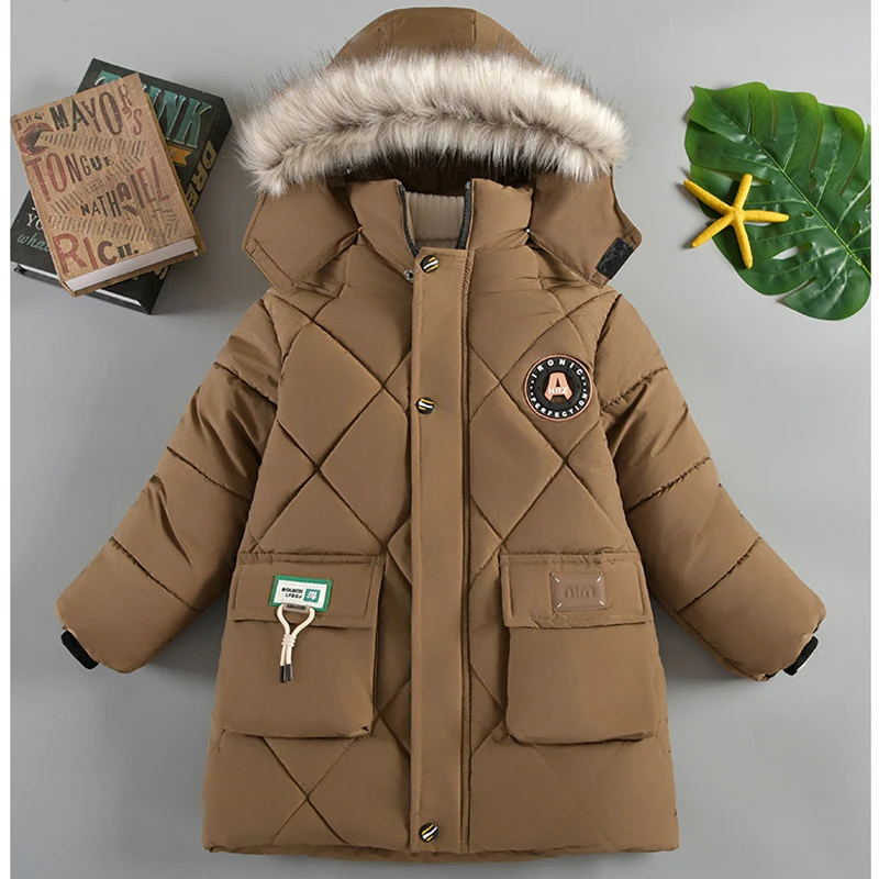 Boys Winter Jacket with Fur Collar and Hood - Image 2