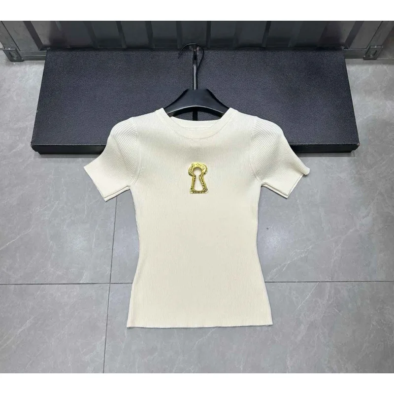 High Quality Summer New Hollowed Out Stand Up Collar Knitted Sweater Tshirt Women Commuting Slimming Sweater T-shirts Top - Image 2