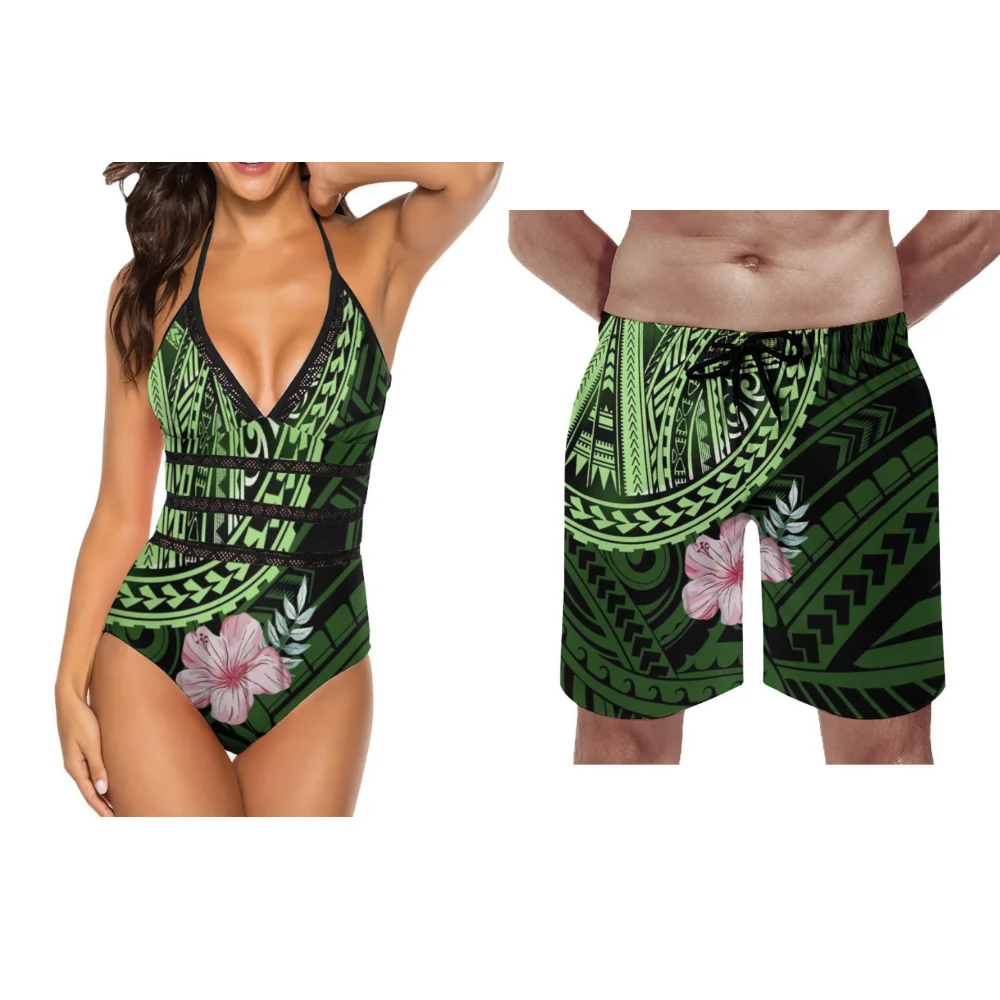Summer Couples Swimwear Women's One-Piece Swimwear Retro Chic Swimwear Men's Beach Sports Shorts Custom Polynesia - Image 8