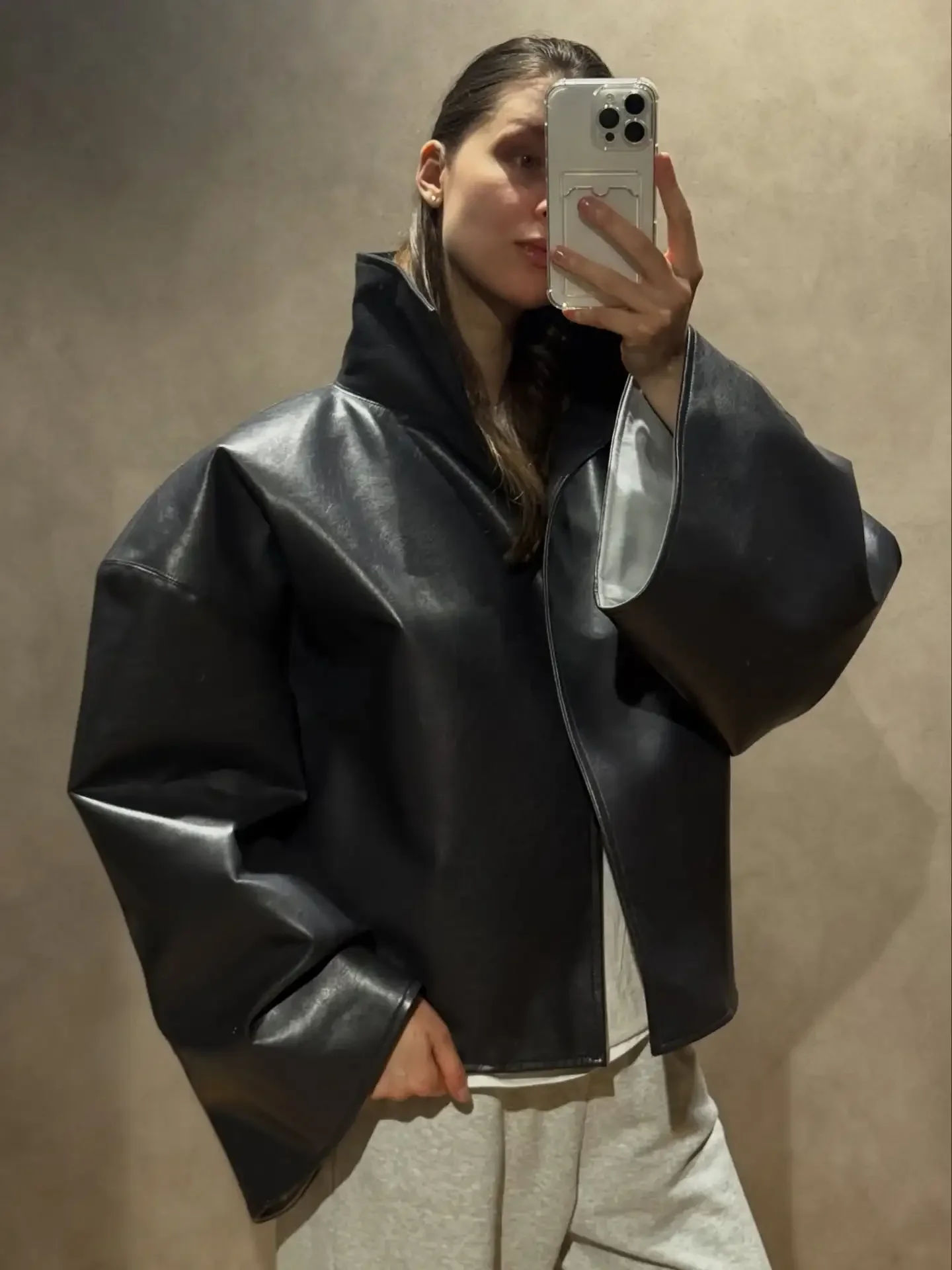 Women's Oversized Cropped Zip Jacket - view 8