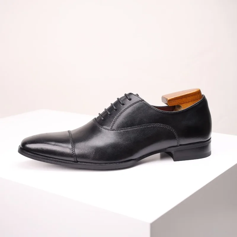 Men's Genuine Split Leather Dress Shoes, Square Toe, Rubber Sole - Image 6