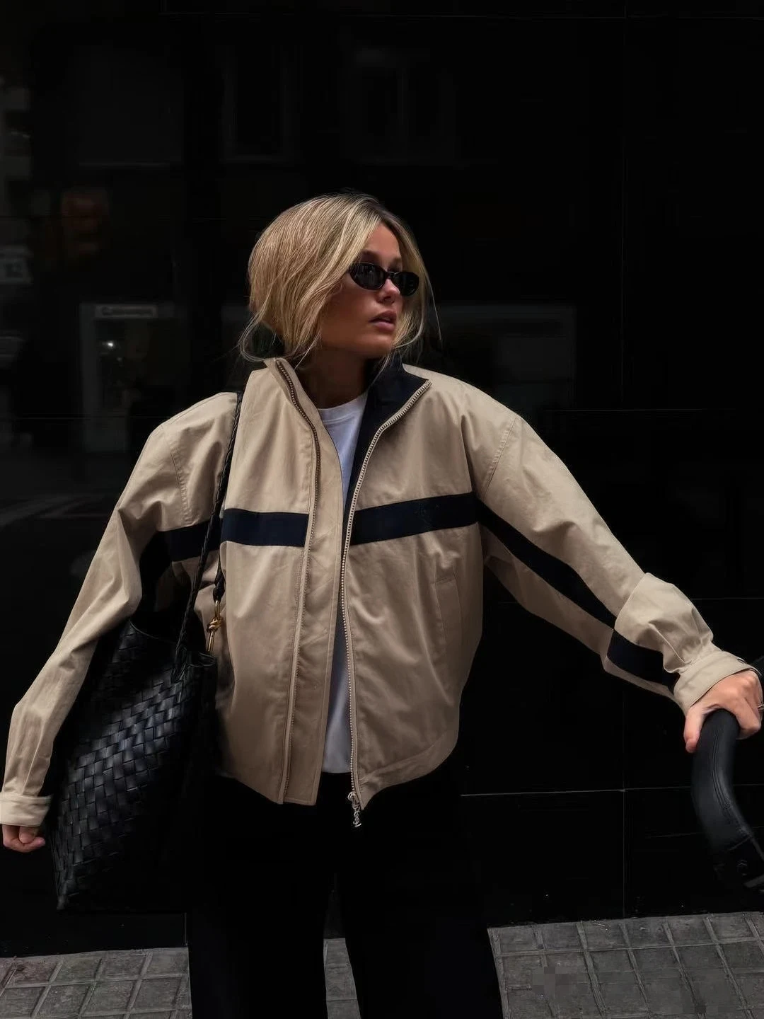 Women's Oversized Vintage Bomber Jacket - view 3