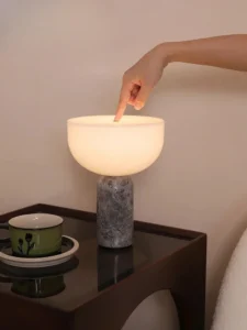 Modern Marble Table Lamp with USB Charging, Touch Switch, Dimmable LED