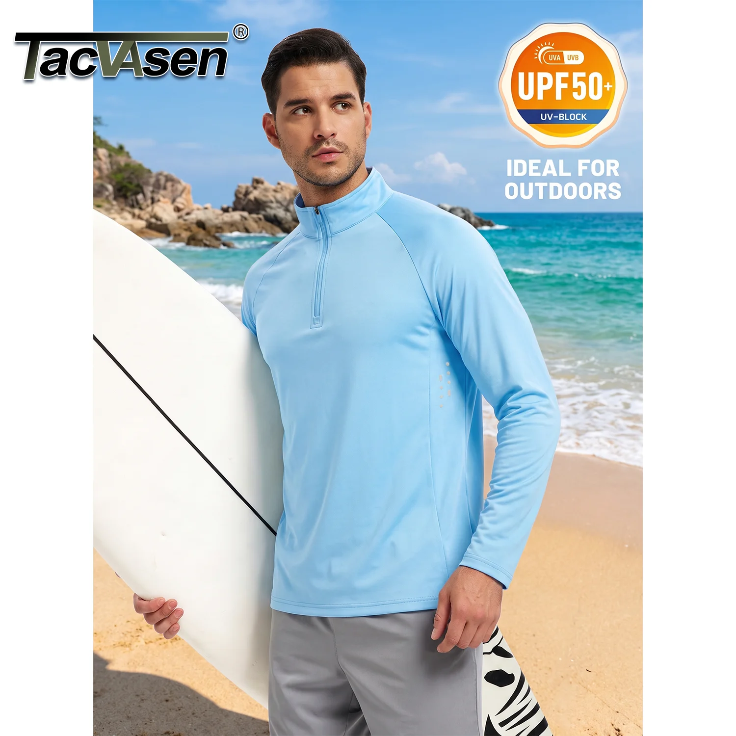TACVASEN Men's UPF 50+ Quarter Zip Pullover Shirt - Image 2
