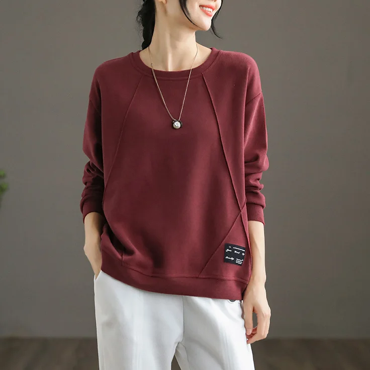Loose Fit Pure Cotton Long Sleeve Hoodie Women's Casual Style round Neck Printed Top Korean Version Spring Autumn New Arrival - Image 29