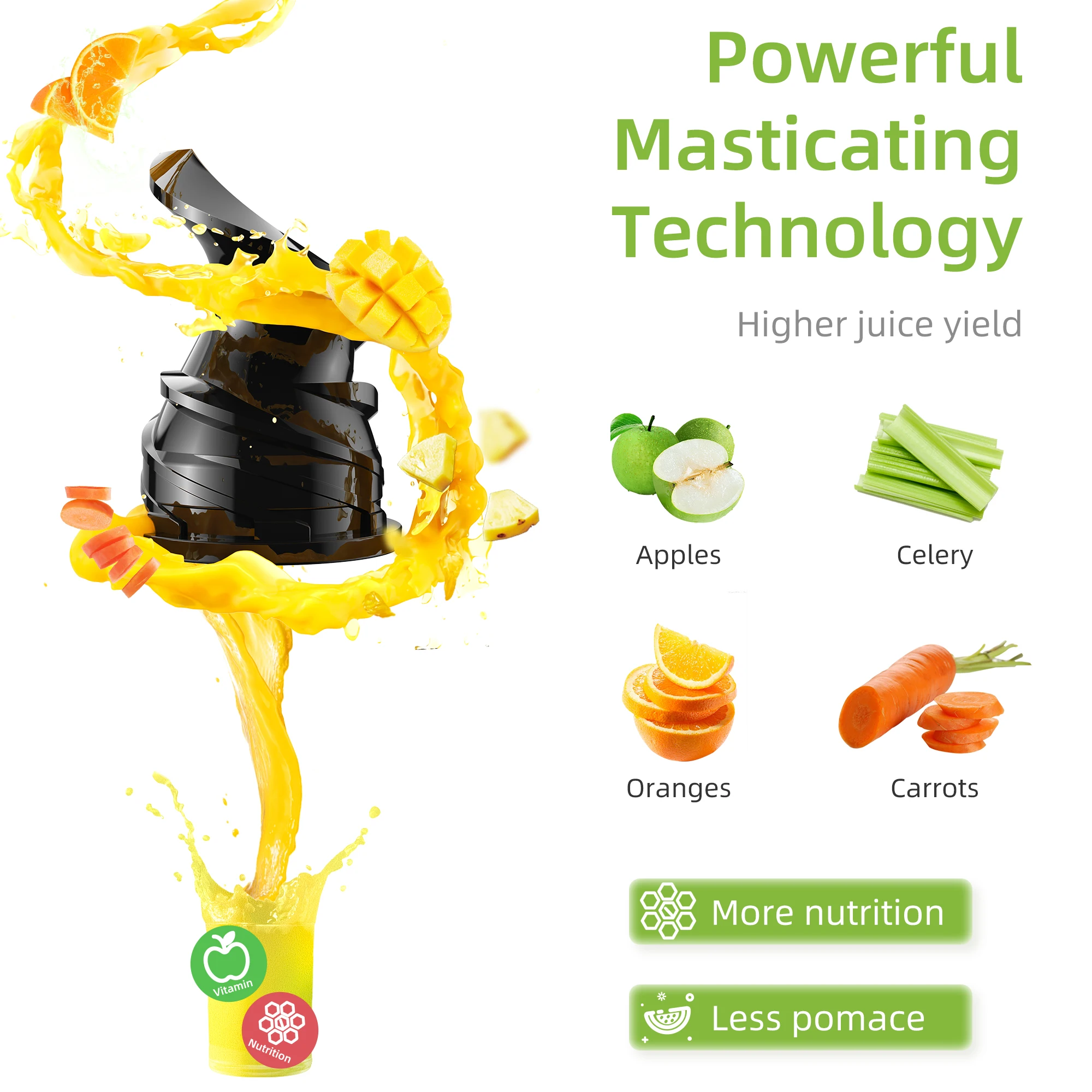 BioloMix Cold Press Juicer, 78mm Feed Chute, Tritan BPA-Free - Image 3