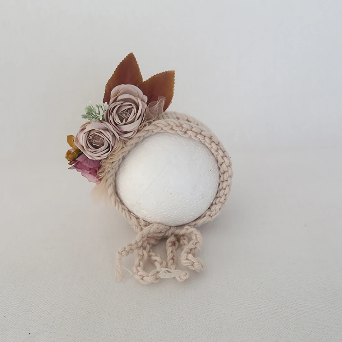 Floral Baby Bonnet – Cute Polyester & Wool – Vintage Newborn Hat - Image 16