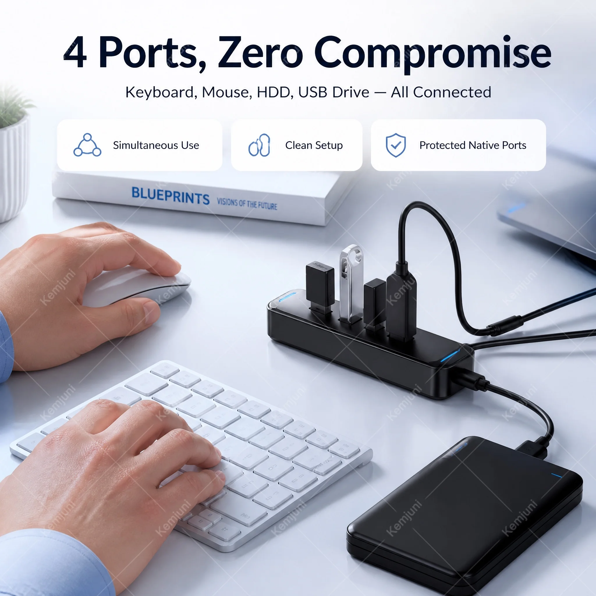 USB 3.0 Hub 4 Ports 5M Extension Cable Multi Port USB Hub Adapter High Speed Data Transfer for Laptop PC Computer Notebook - Image 3