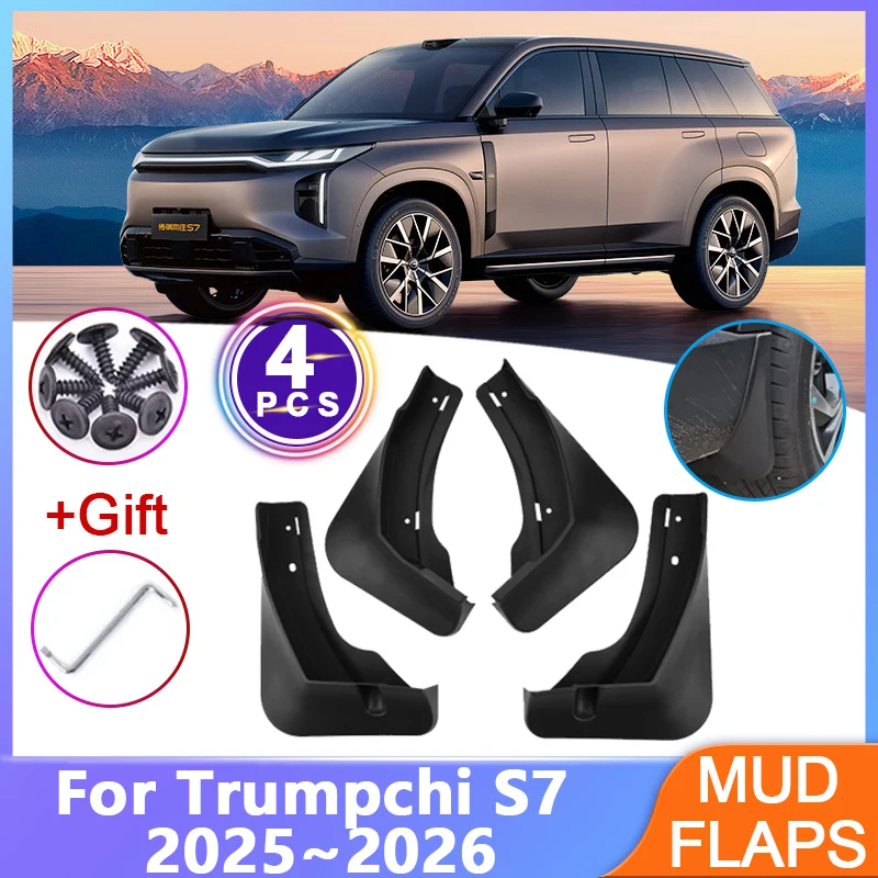 4pcs Car Mud Flaps For GAC Trumpchi S7 2025 2026 Front Rear Mudguards Wheel Anti-splash Fender Guard Mudguards Tools Accessories