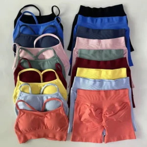 Women's Strappy Sports Bra and Scrunch Shorts Set