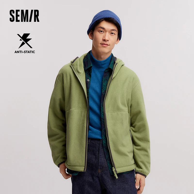 Men's Antistatic Polar Fleece Hooded Jacket