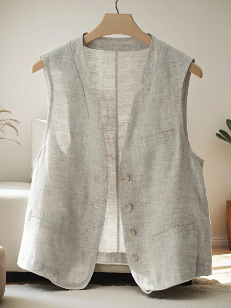 Women's Linen Sleeveless Vest Jacket