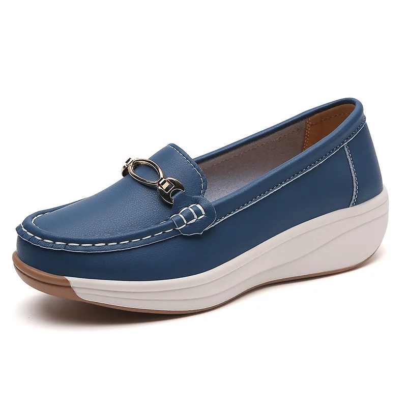 Genuine Leather Women's Slip-On Loafers – Chunky Waterproof Rubber Sole - Image 9