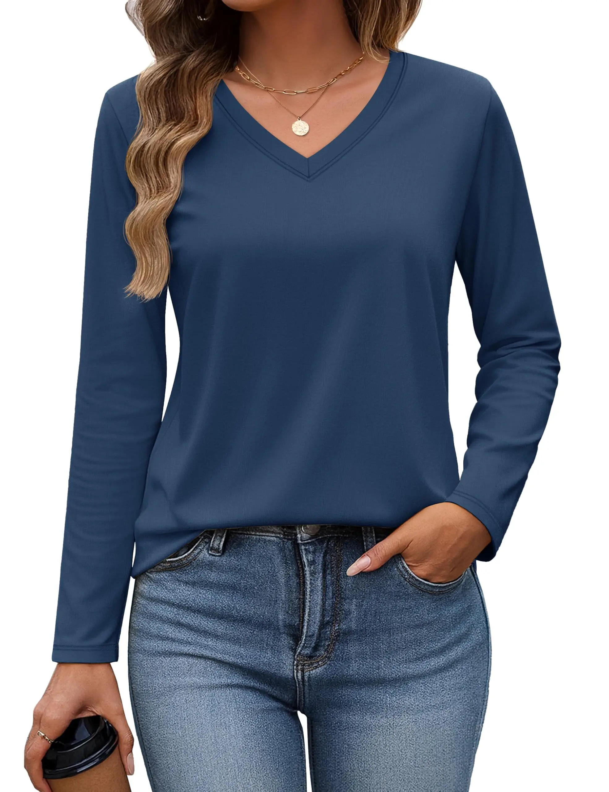 TACVASEN Women's V-Neck Long Sleeve Tee - view 12