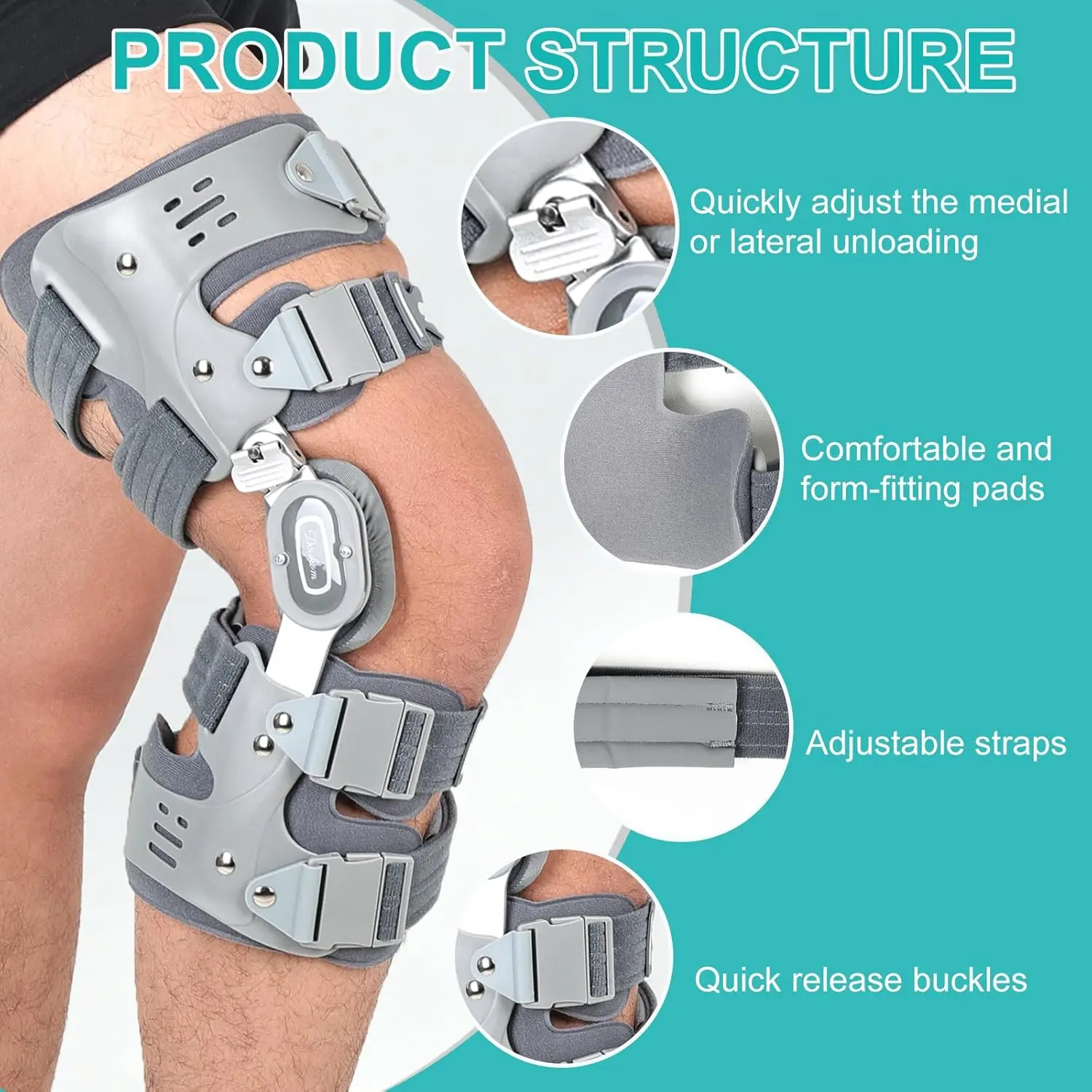 Low-Profile OA Knee Brace with 3-Point Unloading & Adjustable Velcro - Image 3