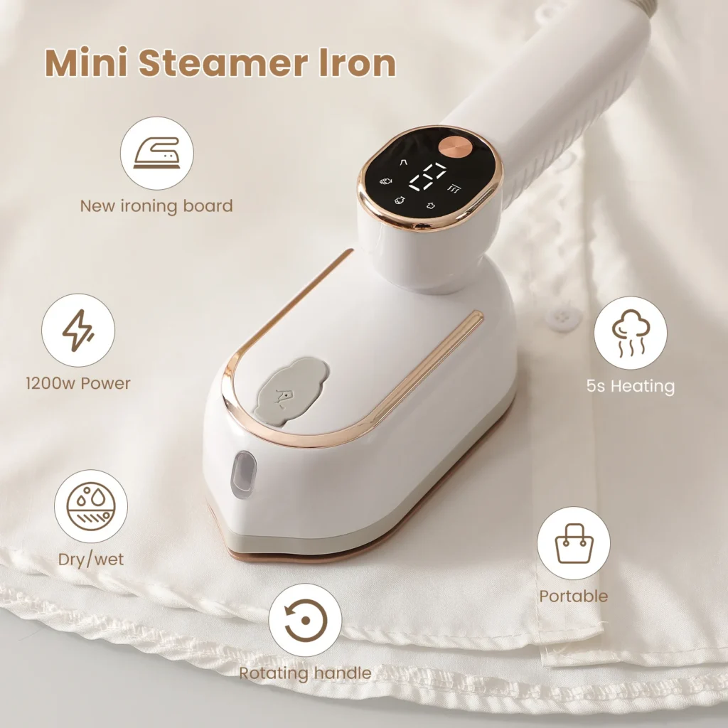 1200W Foldable Handheld Steam Iron with 4 Speed & Rotating Handle