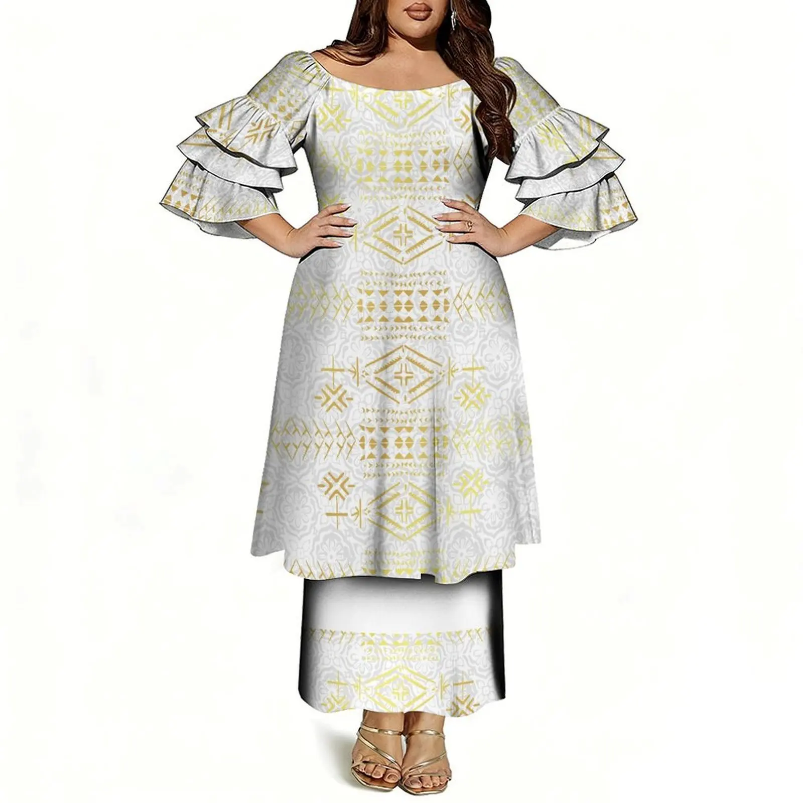 Women's Off-Shoulder Puletasi Two-Piece Dress - view 2