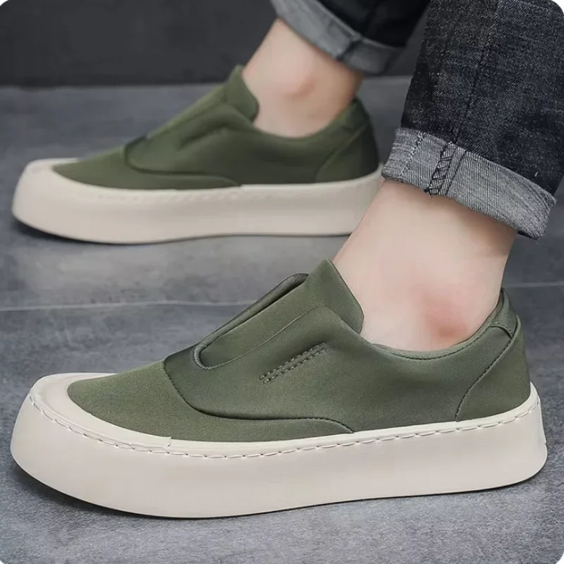 Men's Slip-On Platform Sneakers – Breathable PU Upper, Rubber Outsole - Image 4