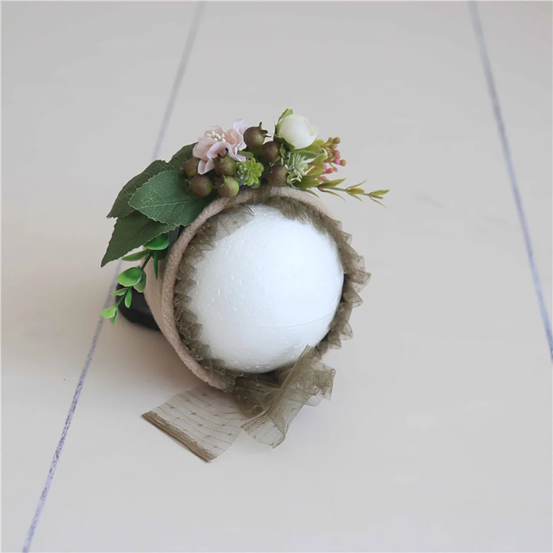 Floral Baby Bonnet – Cute Polyester & Wool – Vintage Newborn Hat - Image 19
