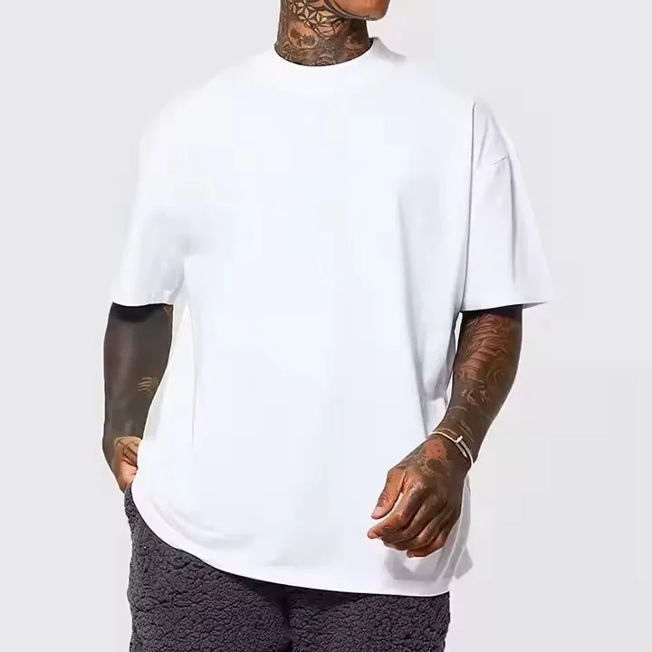 "Unisex Heavyweight Round Neck T Shirt 220GSM 100% Cotton Streetwear Basic Tees Oversize Fit Bulk Wholesale" Men's and women's - Image 7