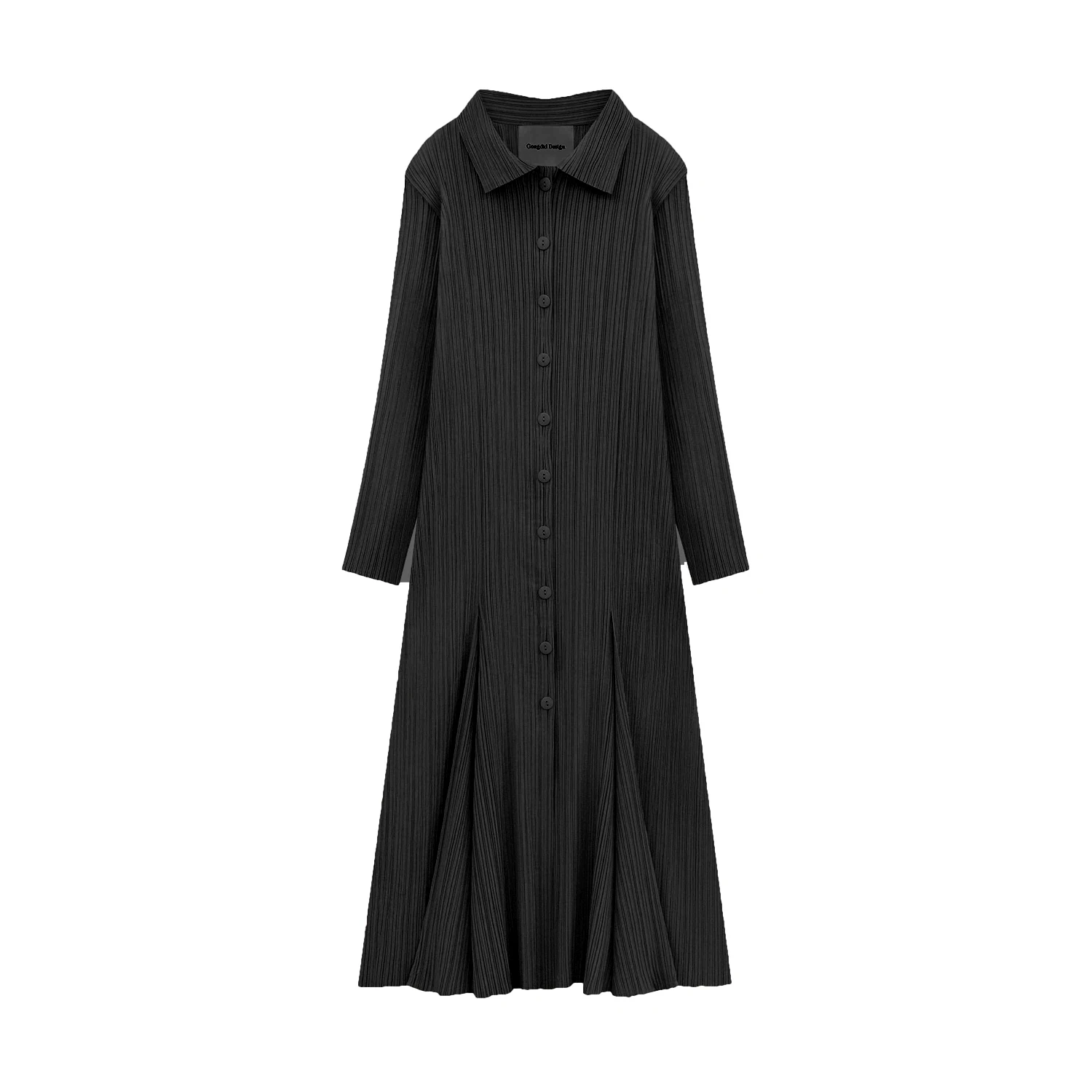 Women's Pleated Long Sleeve Cardigan Dress - view 7