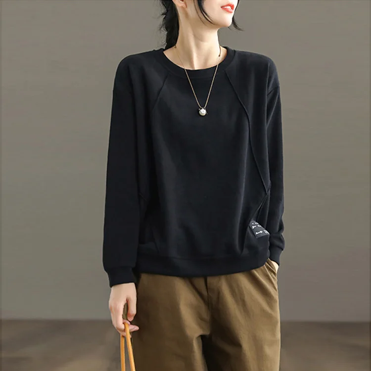 Loose Fit Pure Cotton Long Sleeve Hoodie Women's Casual Style round Neck Printed Top Korean Version Spring Autumn New Arrival - Image 24