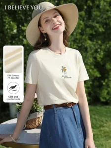 Women's Beaded Embroidery Round-Neck Tee