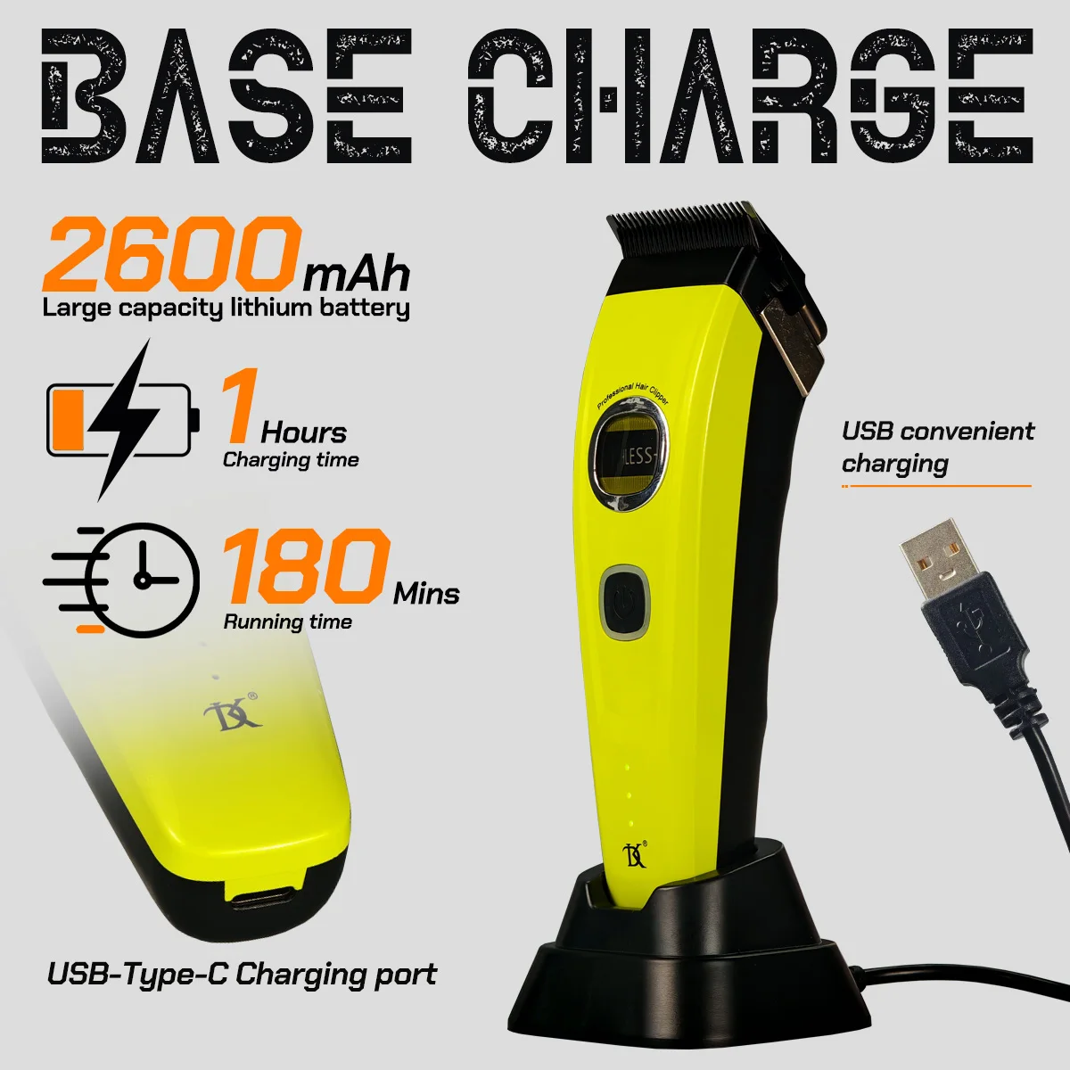 DK Outer Rotor Brushless Motor Professional Men's Fade Clipper Barber Echo Blade Base Charger Blending Hair Trimmer - Image 5