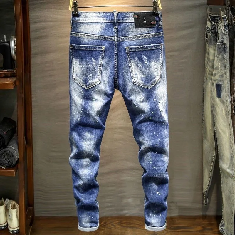 Men's Straight Leg Ripped Denim Jeans - Image 3
