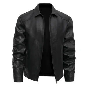 Men's Faux Leather Bomber Jacket