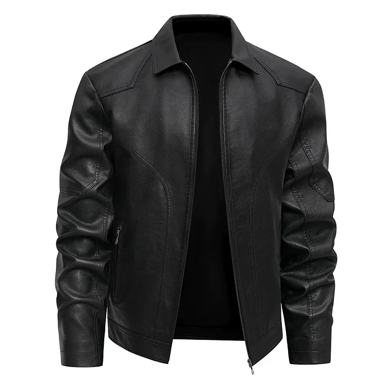 Men's Faux Leather Bomber Jacket
