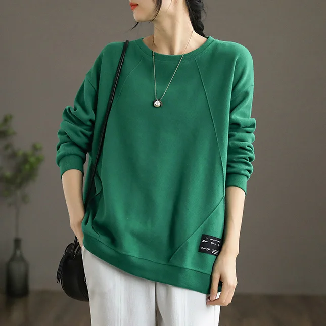 Loose Fit Pure Cotton Long Sleeve Hoodie Women's Casual Style round Neck Printed Top Korean Version Spring Autumn New Arrival - Image 23