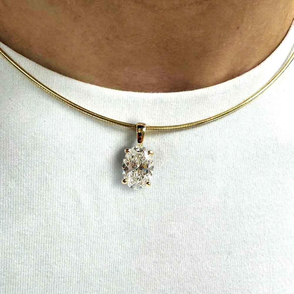 BXINY 3-5 ct Oval‑Cut Moissanite Collar Choker in 925 Sterling Silver - Image 5