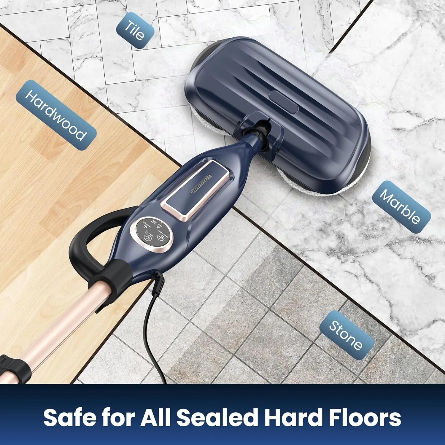 Vastorm VM6 1300W Steam Mop with Rotating Pads, LED Light, 330ml Tank - Image 5