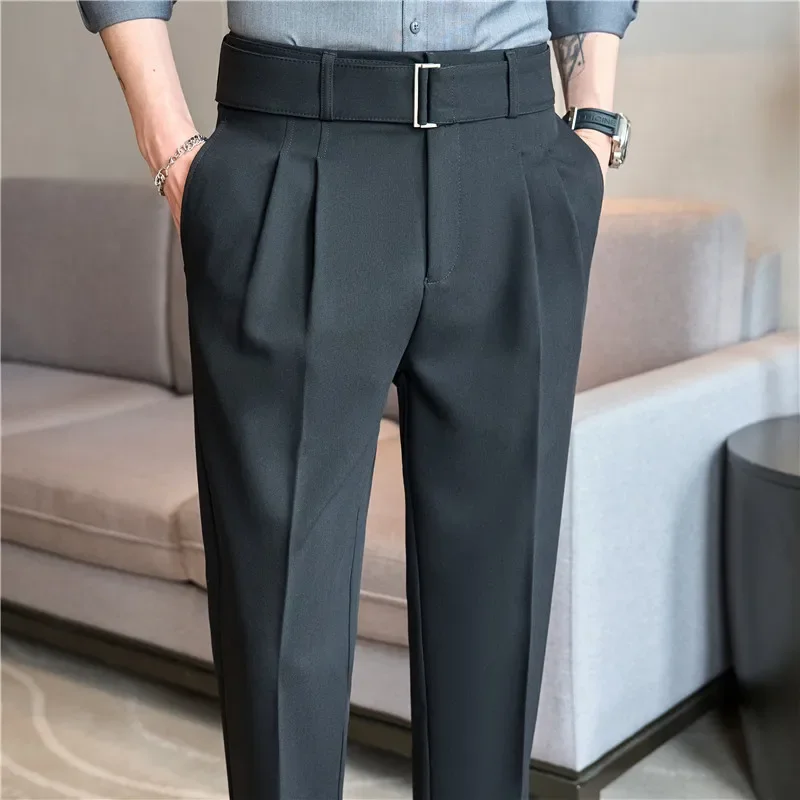 High Waisted Suit Pants Polyester Cotton Slim Fit - Image 5