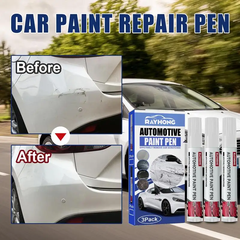 3pcs Portable Black, White Car Scratch Repair Pen Paint Care Coat Applicator Waterproof Auto Scratch Remover Paint - Image 5