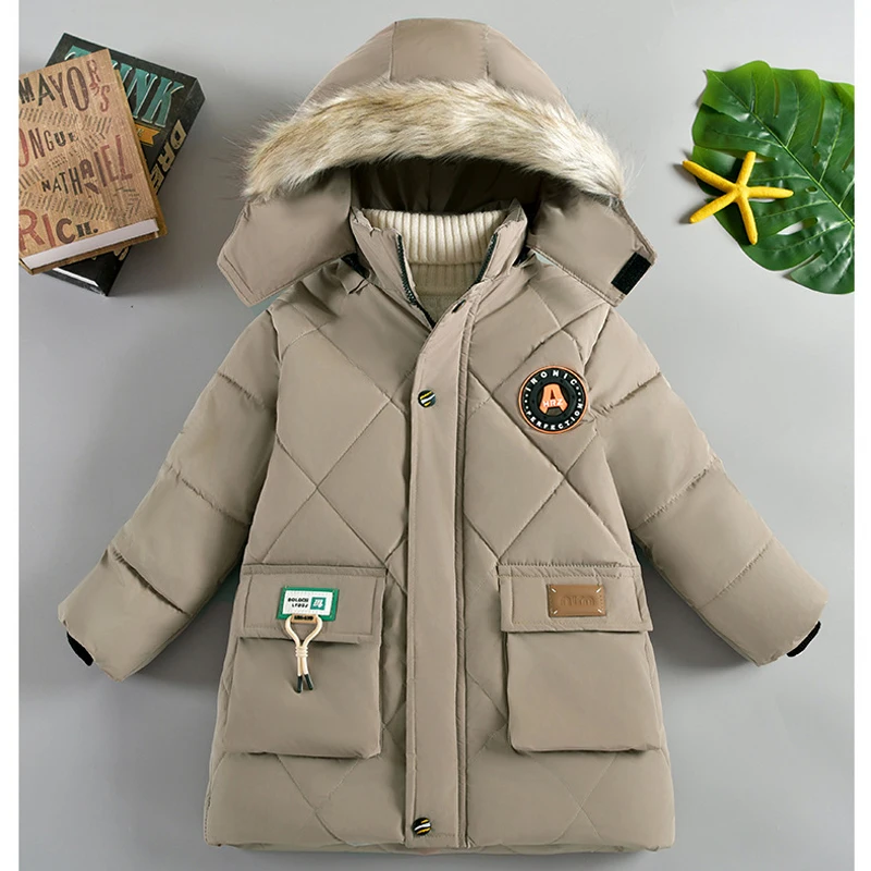 Boys Winter Jacket with Fur Collar and Hood - Image 3