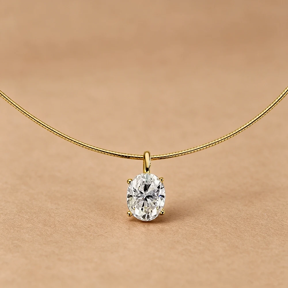 BXINY 3-5 ct Oval‑Cut Moissanite Collar Choker in 925 Sterling Silver - Image 9
