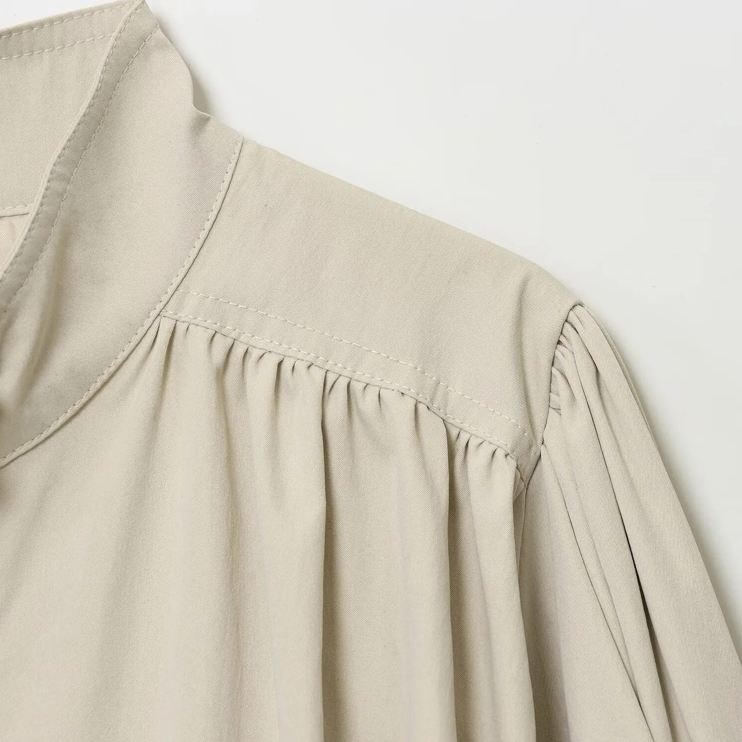 Faionable High Collar Pleated Versatile JNLEAOG Women's Outerwear Autumn New Sle Loose Fit Long Sve Polyester Coat - Image 3