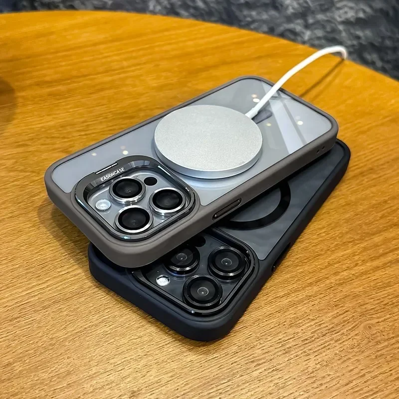 Magnetic Shockproof Transparent iPhone Case with MagSafe Stand - Image 5